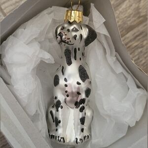 Impuls Handcrafted Dalmation Dog Christmas Ornament Hand Painted Mouth Blown NEW